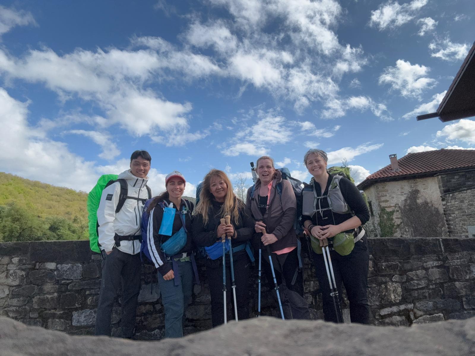 Victoria Castillo and friends on the Camino de Santiago.