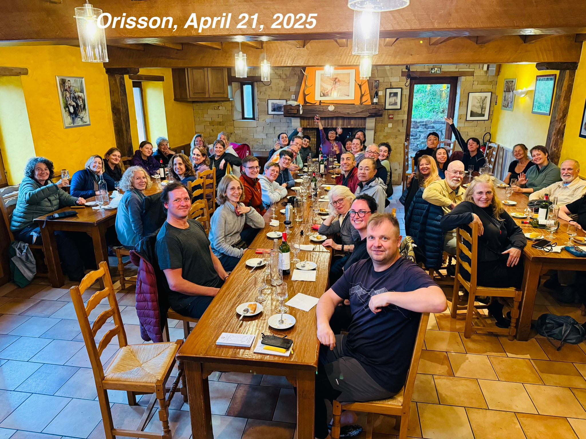 Victoria Castillo and new friends in Refuge Orisson on the Camino de Santiago.