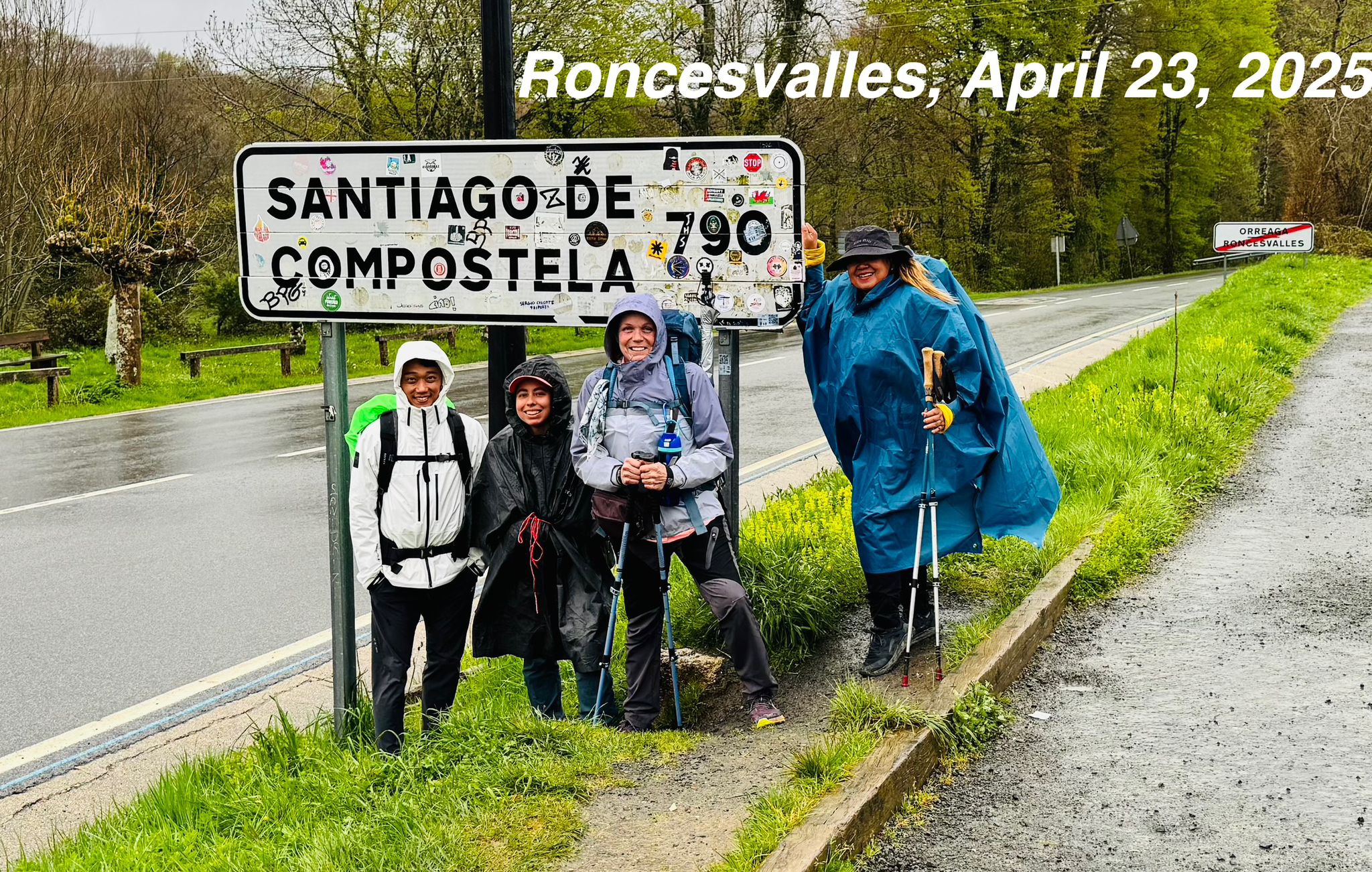 Victoria Castillo and friends on the Camino de Santiago.