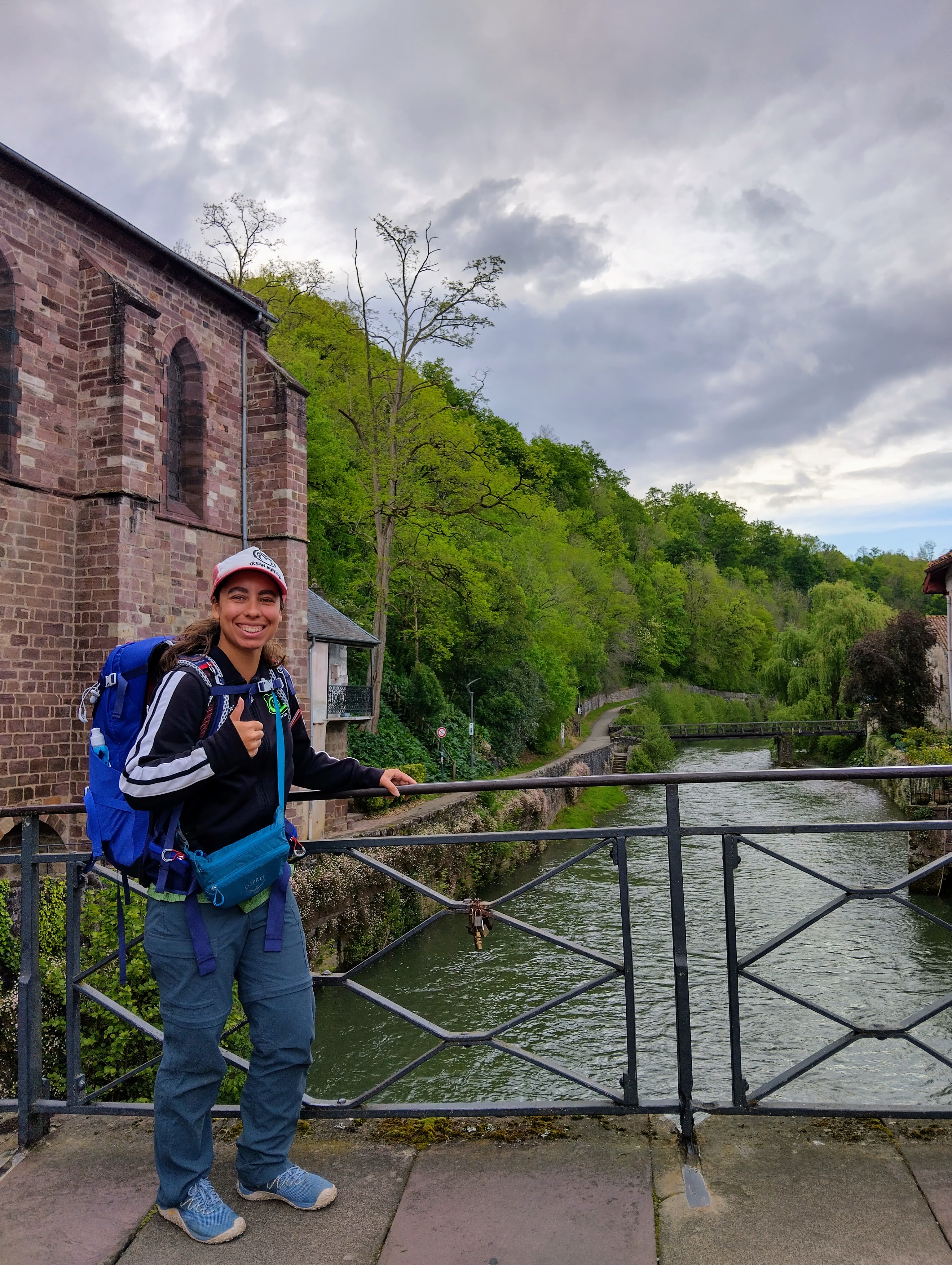 Victoria Castillo starting the Camino de Santiago in Saint-Jean-Pie-de-Port.
