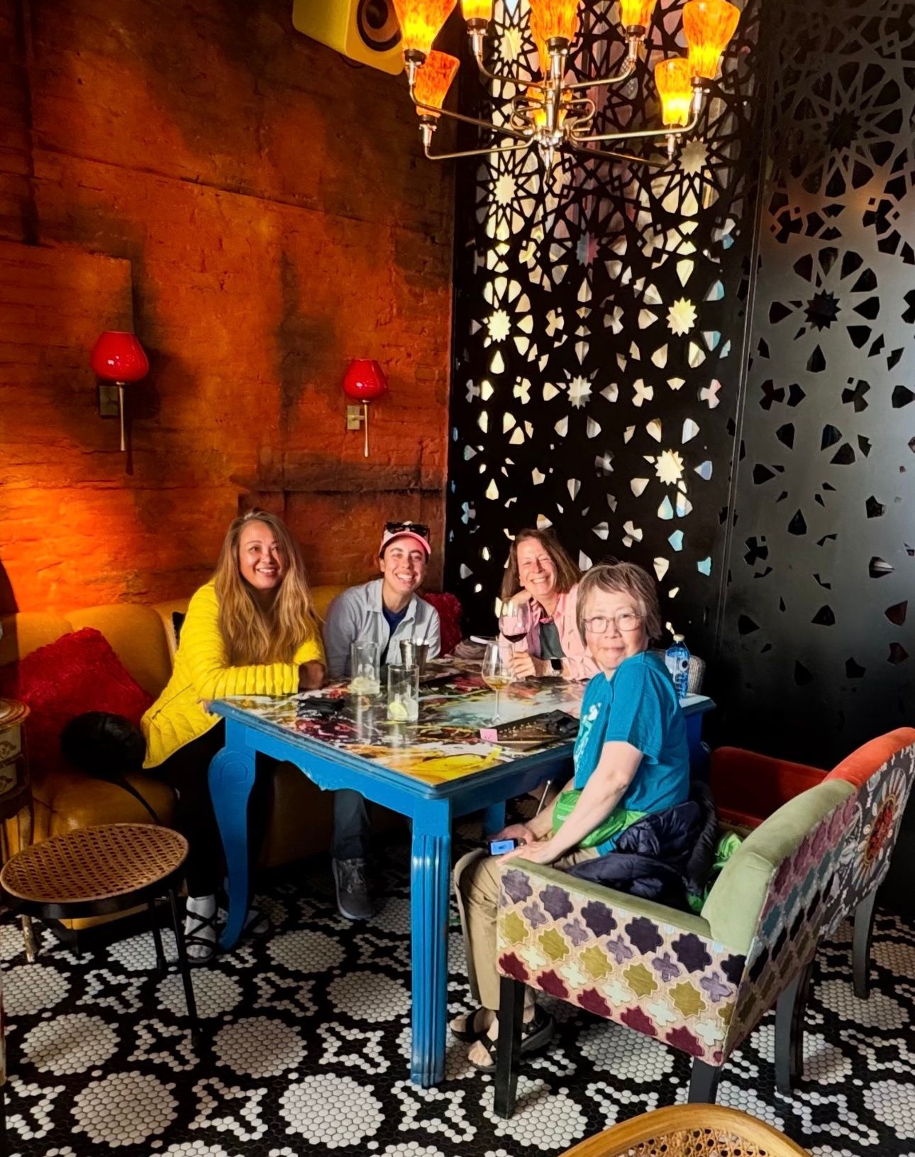 Victoria Castillo and friends in León on the Camino de Santiago.