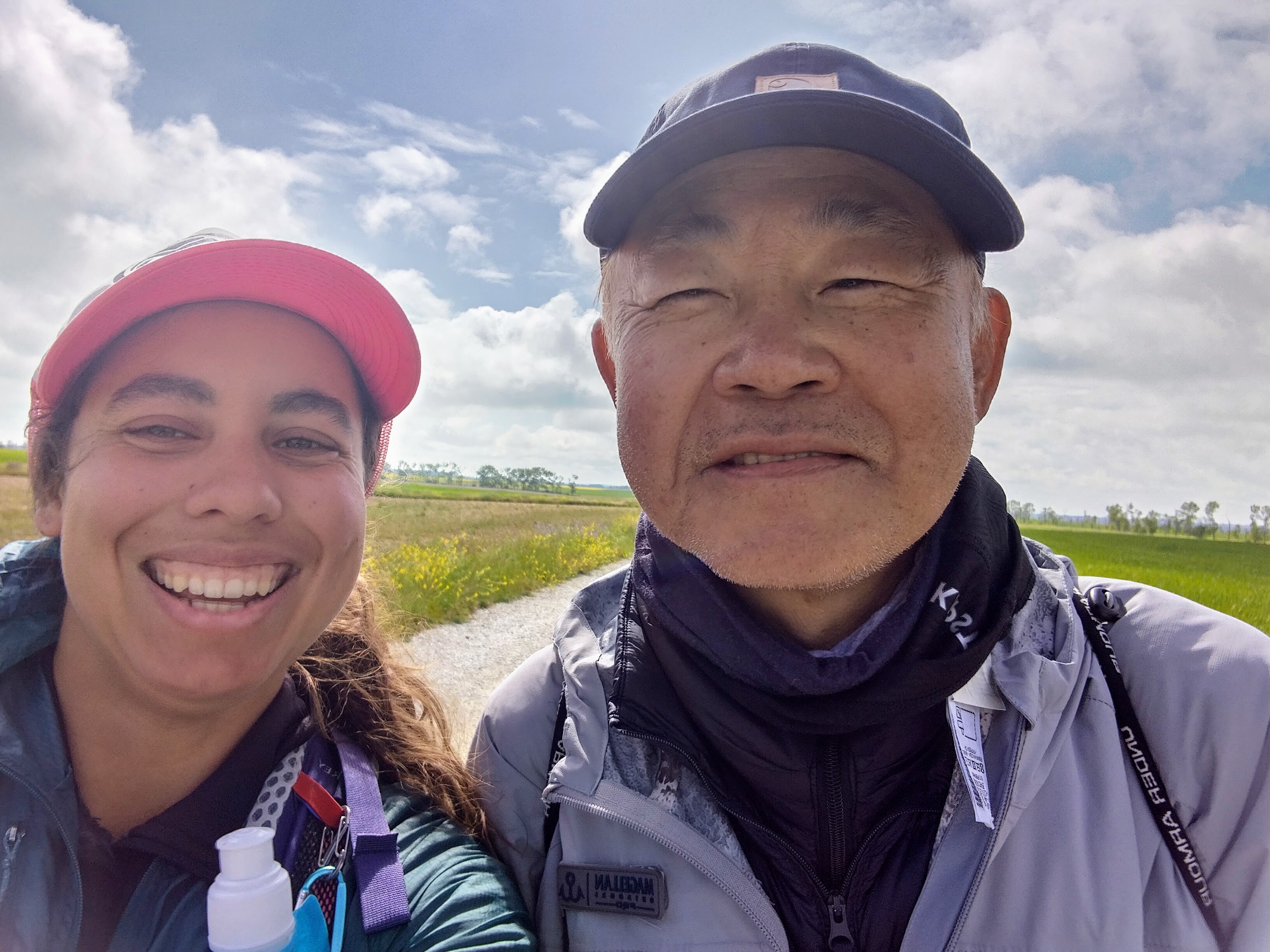 Victoria Castillo and friend on the meseta on the Camino de Santiago.