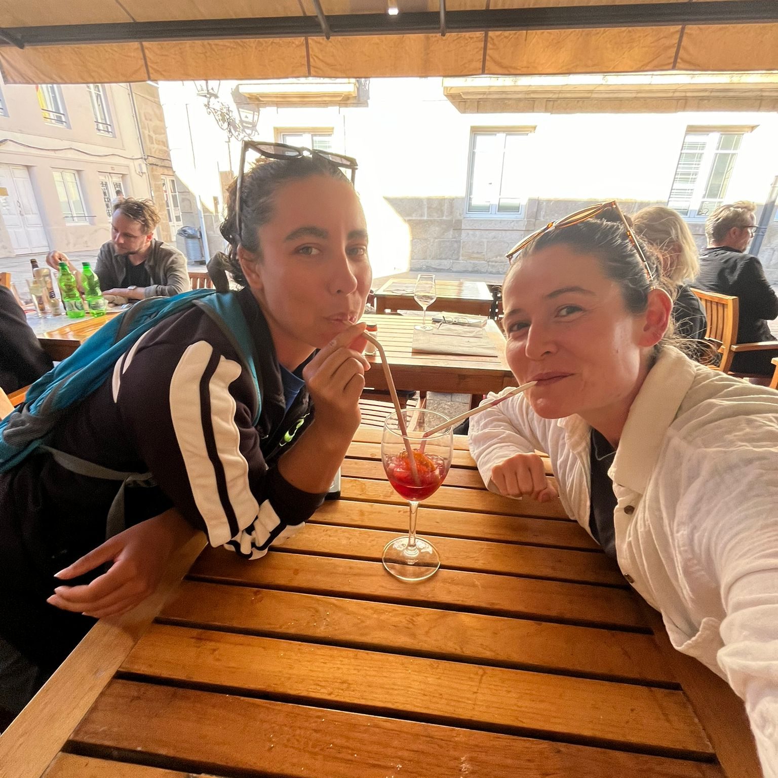 Victoria Castillo and friend on the Camino de Santiago